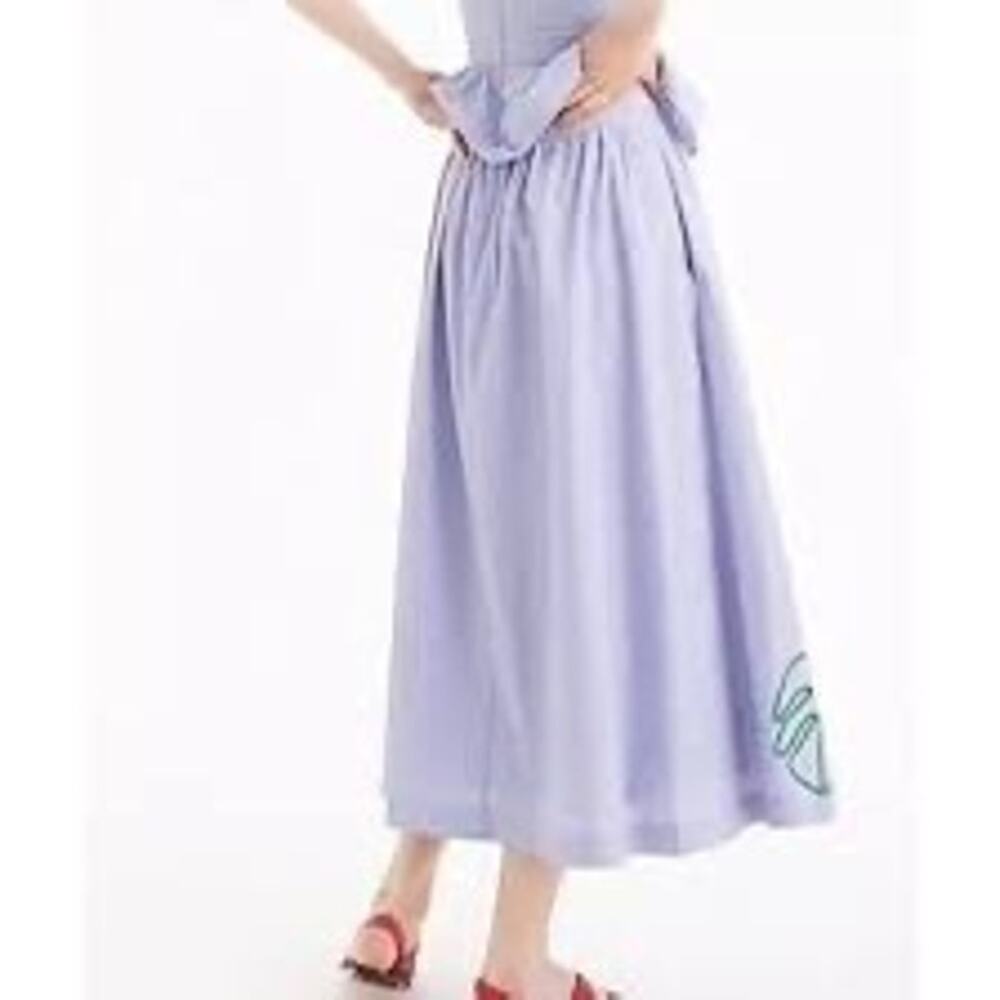 J Crew Embroidered Tropical Midi Skirt European Summer Sz 2 Flowy 100% Cotton - Picture 5 of 11